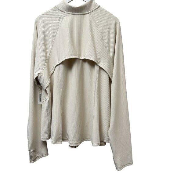 Old Navy Active Jacket Plus Size 3X Cream Ribbed Knit Sportswear Zip Front NWT - Picture 4 of 11